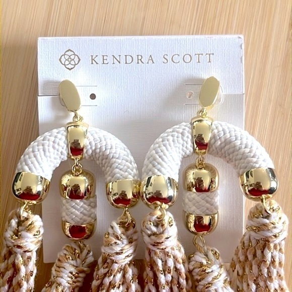 Brand New Kendra Scott Masie Tassel Statement Earrings 14k Gold Plated White - Picture 5 of 13